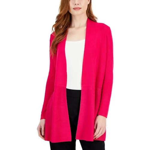 Womens Plus Ribbed Open Front Cardigan Sweater Pink 3X