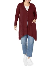 Women's Plus Size Cardigan Bernal Sweater, Plum, 30-32 Women's Plus Size Cardigan Bernal Sweater, Plum, 30-32