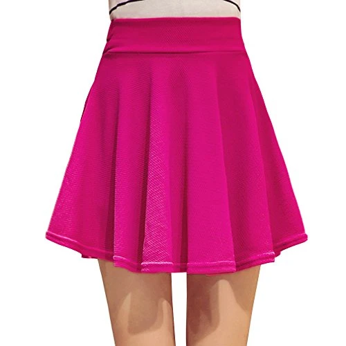 Women's Plus Size Casual A-Line Pleated Skater Midi Flared Skater Skirt 5XL Rose