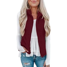 Women's Plus Size Casual Colour Block Plush Zip Loose Blouse Warm Coat Vest Tanks Everything Has Time 2022 Women's Outdoor Women Jacket Waist Coat, Wine Red, 5X-Large