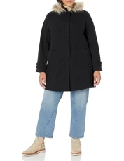 Women's Plus Size Coat Faux Wool Voyag, Black, 28 Plus Women's Plus Size Coat Faux Wool Voyag, Black, 28 Plus