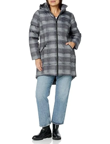 Women's Plus Size Coat Printed Jacket, Blk Check, 30-32