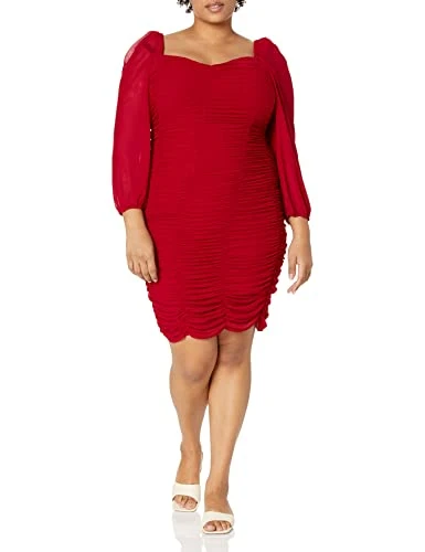 Women's Plus Size Dress Ruched Desire, Love RED, 16