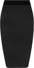 Womens Plus Size Plain Bodycon Pencil Ladies Stretch Office Midi Skirt - Black - 20/22