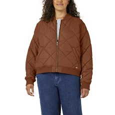 Women's Plus Size Quilted Bomber Jacket, Auburn, 3PS