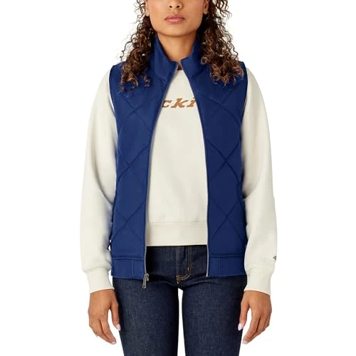 Women's Plus Size Quilted Vest, Blue, 2X