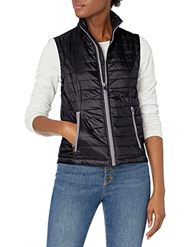 Women's Plus-Size Radius Quilted Vest, Black/Grey, Large