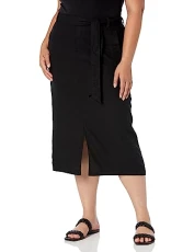 Women's Plus Size Skirt Linen Visc, Black, 14 Plus Women's Plus Size Skirt Linen Visc, Black, 14 Plus