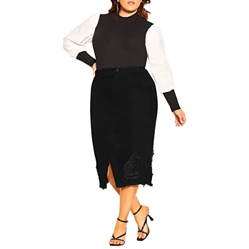 Womens Plus Size Star Crossed Skirt, Black Wash, 20 Plus UK