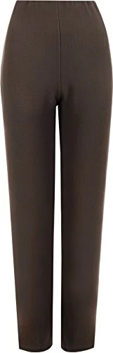 Womens Plus Size Stretch Ribbed Trousers Ladies Straight Leg Pants - Brown - 20-22