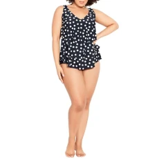 Women's Plus Size Tankini V Tiered PRT, Nautical Spot, 18 Plus Women's Plus Size Tankini V Tiered PRT, Nautical Spot, 18 Plus