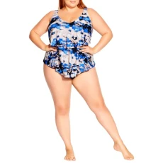 Women's Plus Size Tankini V Tiered PRT, Taylor, 16 Plus Women's Plus Size Tankini V Tiered PRT, Taylor, 16 Plus