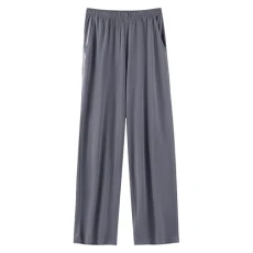 Womens Plus Size Wide Leg Pyjama Bottoms Soft Stretchy Sleep Pants Casual Loose Lounge Pants with Pockets Grey XL Womens Plus Size Wide Leg Pyjama Bottoms Soft Stretchy Sleep Pants Casual Loose Lounge Pants with Pockets Grey XL