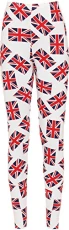 Women's Plus Stretch Union Jack Flag UK Print Leggings Ladies Pants Trouser - Red White - 16-18