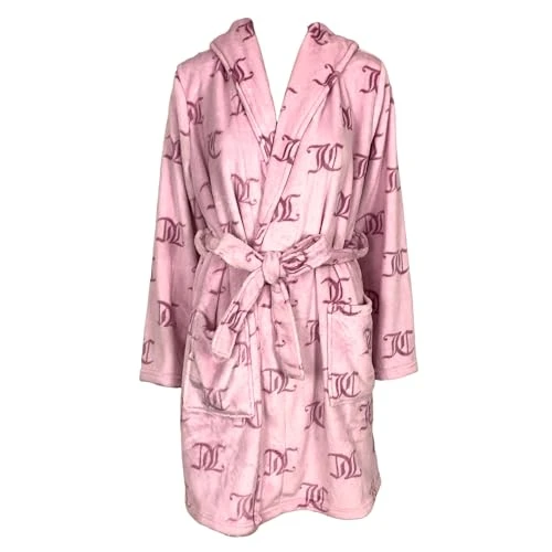 Women’s Plush Robe (US, Alpha, Large, X-Large, Regular, Regular, Pink/Pink JC Logo), Pink/Pink Jc Logo Hooded, L-x-L