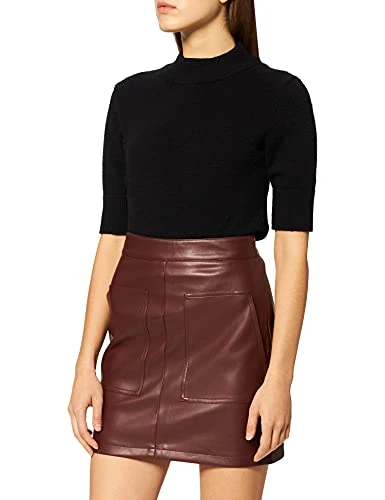 Women's Pocket Detail PU Skirt, Burgundy, 12 UK