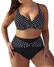 Women's Polka Dot Bikini Set Two Piece Swimsuit Push Up Padded Swimwear Plus Size Bathing Suit Aspicture XXXXL