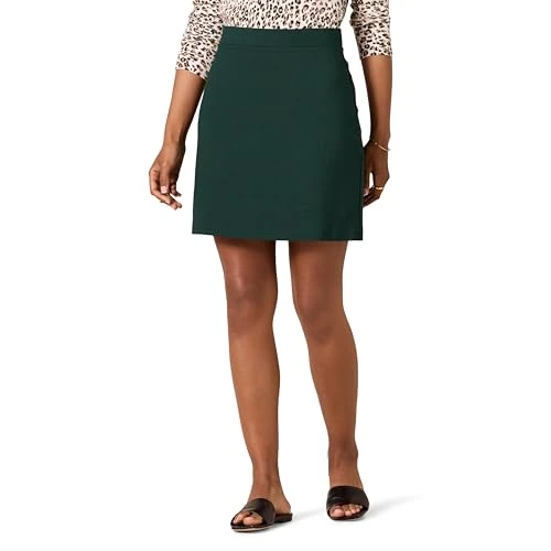 Women's Ponte Pull-on Mini Length A-line Skirt, Dark Green, XL