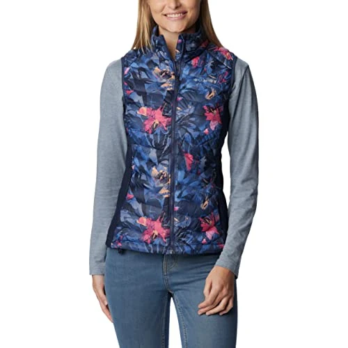 Women's Powder Pass Vest Puffer Vest Body Warmer, Nocturnal Floriculture Print, Size L