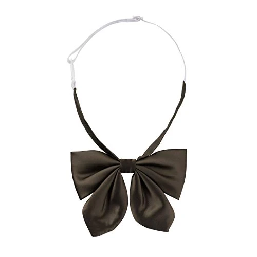 Women's Pre-tied Solid Color Bowknot Bowties School Uniform Bow Tie Brown One Size