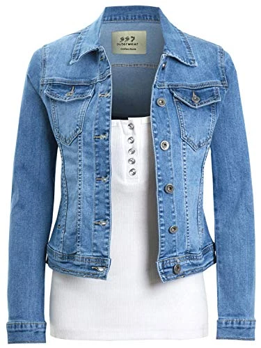 Womens Premium Stretch Denim Jacket (14, Blue Denim)