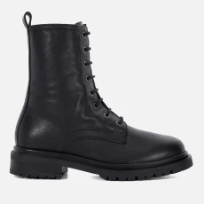 Womens Prestonne Leather Lace-Up Boots - Black