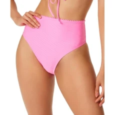 Women's Pretty in Pique High-Waist Bikini Bottom, Femme, Large Women's Pretty in Pique High-Waist Bikini Bottom, Femme, Large