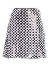 Womens Print A-Line Skirt Bottom Black Multi S