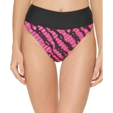 Women's Printed High-Waist Bikini Bottoms, Pink Multi, Large