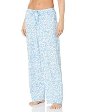 Women's Printed Knit Long Pajama Sleep Pant Bottoms, Bella Blue-Animal Shadow, M