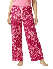 Women's Printed Knitted Pyjamas Pajama Bottom, Persian Red-Chatty Candy, S