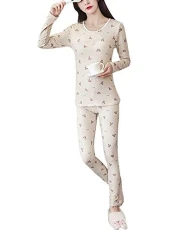 Women’S Printing Sleepwear Long Sleeve Pyjama Set Style Pjs for Sleep Soft Slim Loungewear Yellow L Women’S Printing Sleepwear Long Sleeve Pyjama Set Style Pjs for Sleep Soft Slim Loungewear Yellow L