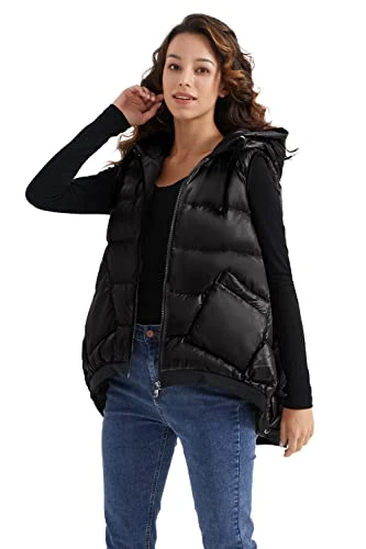 Women’s Puffer Down Vest Casual Warm Winter Sleeveless Jacket Black M