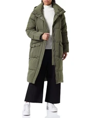 Women's Puffer Jacket Padded Coat Quilted Longline Hooded, Grape Leaf, UK 10 Women's Puffer Jacket Padded Coat Quilted Longline Hooded, Grape Leaf, UK 10