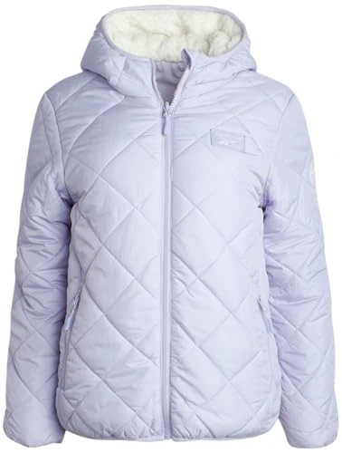 Women's Puffer Jacket - Quilted Puffer Reversible to Faux Fleece Jacket - Insulated Winter Jackets for Women (S-XL), Lavender, S