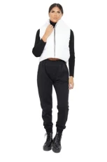 Womens Puffer Padded Gilet Cropped Vest Ladies Zipper Quilted Jacket Sleeveless Short Winter Coat Outwear White Womens Puffer Padded Gilet Cropped Vest Ladies Zipper Quilted Jacket Sleeveless Short Winter Coat Outwear White