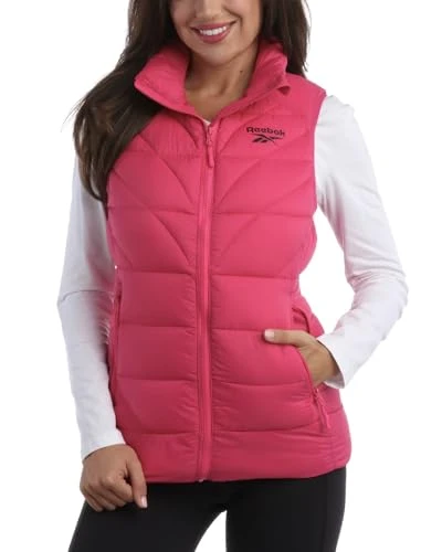 Women's Puffer Vest - Quilted Insulated Winter Vest, High Collar - Sleeveless Jacket for Women (S-XL), Fuschia, X-Large