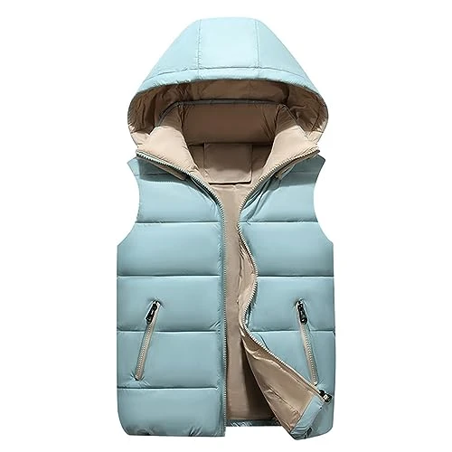 Women's Puffer Vest Winter Quilted Warm Padded Gilet Sleeveless Puffy Outwear Padded Gilets with Hoo