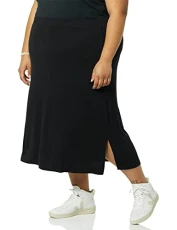 Women's Pull-on Knit Midi Skirt (Available in Plus Sizes), Black, M