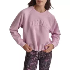 Women's Pullover Blouson Sleeve Varsity Puff Logo Fleece Sweatshirt, Pink Lavender, S Women's Pullover Blouson Sleeve Varsity Puff Logo Fleece Sweatshirt, Pink Lavender, S