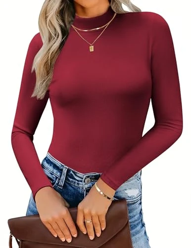 Women's Pullover Long Sleeve Knitted Jumper Plain Slim Fit Jumper Casual Lightweight Shirt Tops Stan