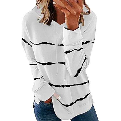 Women's Pullover Sweatshirt Long Sleeve Crew Neck Women Casual Fashion Long Sleeve Solid Round Collar Hoodie Tops Sweatshirt Women's Basic Crew Neck Long Sleeve Shirt, Z3-white, 3XL