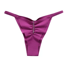 Womens Pure Cotton Sexy Large Size Fold Ice Silk Breathable Sexy Thin Strap Low Waist Briefs Remote Control Panties for Women Pleasure Purple