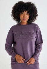 Womens Purple NYC Distressed Sweatshirt Womens Purple NYC Distressed Sweatshirt