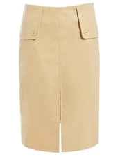 Womens PVC Front Split Skirt Ladies Knee Length Faux Leather Size 10 12 14