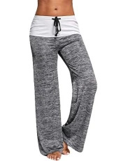 Women's Pyjama Bottoms Wide Leg Yoga Pants Stretch Lounge Pants Loose Causal Soft Trousers Grey XXL