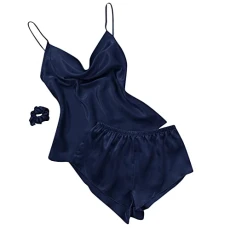 Women's Pyjama Sets Cami Sale Clearance 2 Piece High Waisted Summer Sleep Set Cute Printed Cami Top Womens Pyjamas Super Soft 2 Piece Short Pjs Sets Camisole and Shorts Travel Essentials Navy