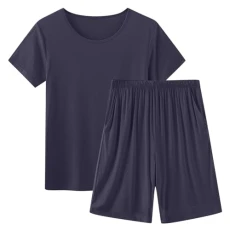 Women's Pyjama Sets Solid Crew Neck Short Sleeve Tops and Shorts with Pockets Cotton Soft Summer Pjs Set 2 Piece Nightwear Sleepwear Ladies Loungewear Plus Size 10-18 UK Sale