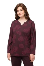 Women's Pyjama Shirt, 1/1 Sleeve with Floral Print, Black Cherry, 20-22 Women's Pyjama Shirt, 1/1 Sleeve with Floral Print, Black Cherry, 20-22