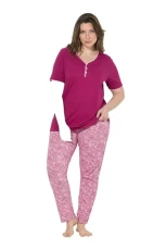 Women's Pyjama, Zierkante, Spitzendruck, Halbarm Pajama Set, Fuchsia, 58-60 Women's Pyjama, Zierkante, Spitzendruck, Halbarm Pajama Set, Fuchsia, 58-60